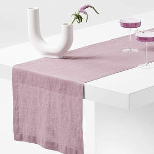 Crate&Barrel Marin Linen Table Runner – Morning Mauve 120” – NWT